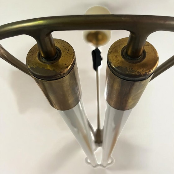 Image 1 of Kaiser & Co. (Idell) Lámpara de techo de latón industrial Art Decó/Bauhaus, años 30