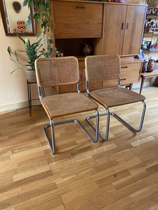 2 sillas de mimbre Thonet – eetkamerstoelen, Metal, Wood