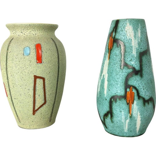 Paire de vases en céramique vintage pour Scheurich, Allemagne 1960