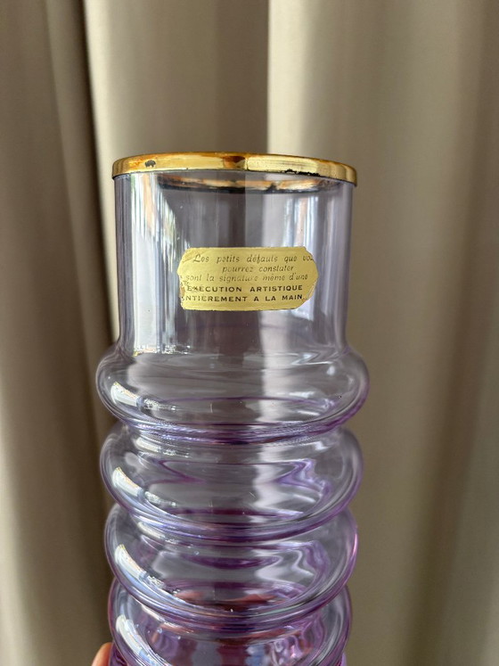 Vintage Italian Hand-Blown Amethyst Glass Vase With Brass Mounts – R. Frisina, Reggio Calabria (photo 9 of 12)