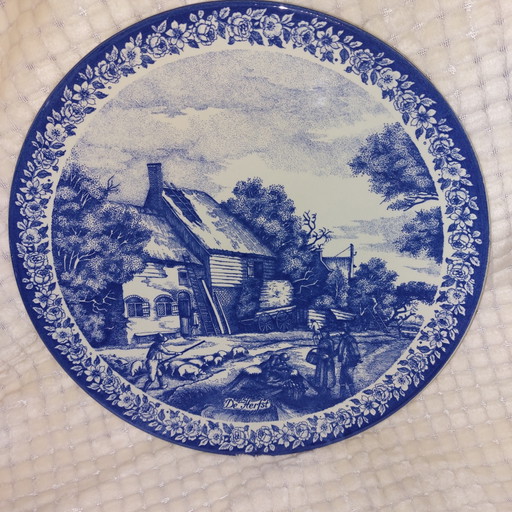 Delfts blauw sierbord  seizoen de herfst