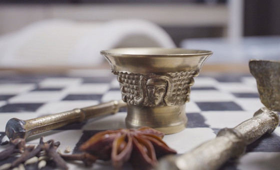 Image 1 of Messing vijzel en stamper set 2 vintage kleine kruidenmolen keuken decoratie apotheek verzamelobject metaal