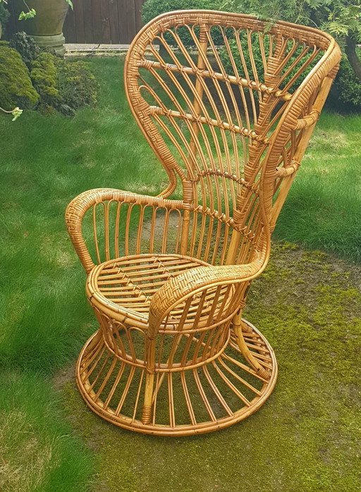 Beau Fauteuil Vintage En Rotin Gio Ponti Années 50 Bonacina