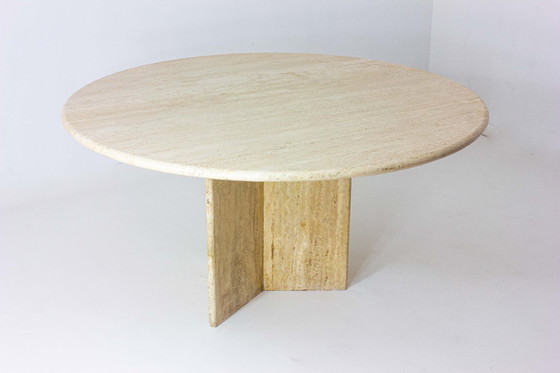 Image 1 of Grande table de salle à manger italienne en travertin, années 1970