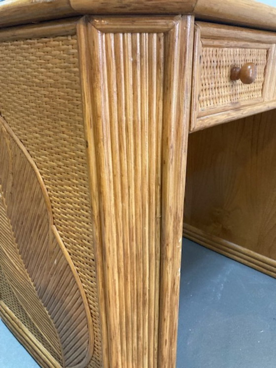 Image 1 of Uniek rieten bureau van potlood of riet, stijl Vivai del Sud