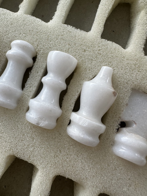 Image 1 of Vintage marmeren schaakspel schaakbord zwart wit