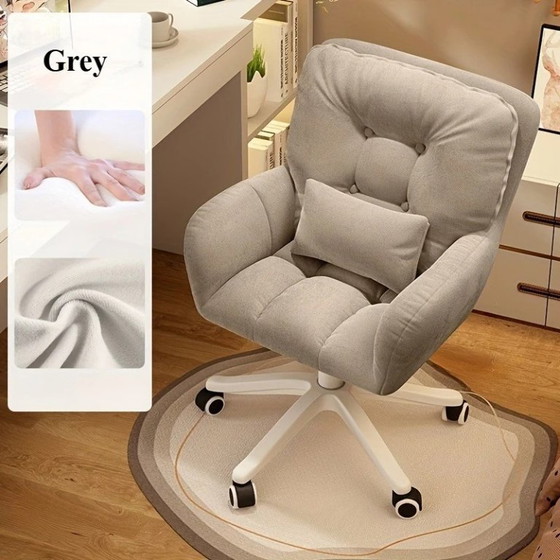 Image 1 of Dubbellaagse verdikte computerstoel, zachte bureaustoel, bureaustoel, kaptafelstoel, vijfsterren kunststof stoelpoten