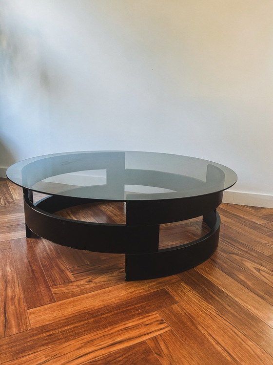 Space age black coffee table with smoked glass – Wood (photo 5 of 9)