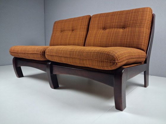 Vintage 2-zitsbank, jaren 70 – 2 zitsbanken, Textile, Wood (photo 7 of 10)