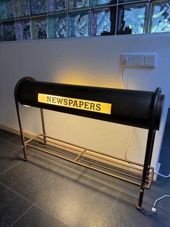Image 1 of Vintage Hollywood Regency Newspaper Light Stand