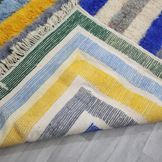 Image 1 of Handmade ecru Moroccan rug with geometric patterns, 250cm x 150cm