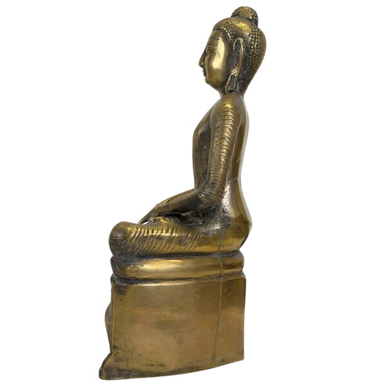 Antiek bronzen Boeddhabeeld met opengewerkte olifantenbasis 34cm – Beeldhouwkunst (photo 7 of 11)