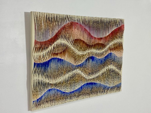 Tableau sculpture art textiles Ref : Akiko