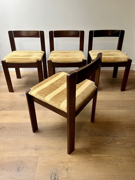 4x teak vintage brutalist dining chairs