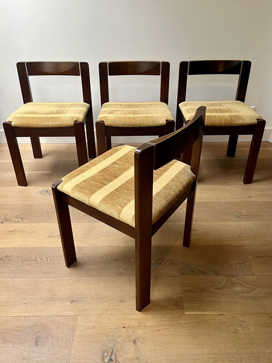 Image 1 of 4x teak vintage brutalist dining chairs