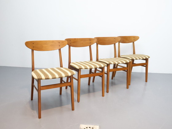 Image 1 of Set van 4 Deense eetkamerstoelen vintage