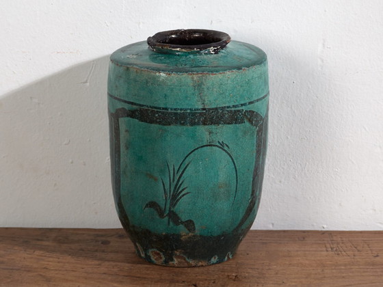 Antique tall turquoise green vase (c.1820) #30 (photo 26 of 40)