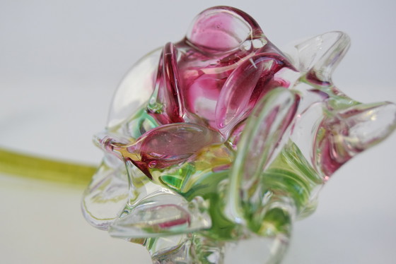 Image 1 of Rosenskulptur aus mundgeblasenem Glas, Tschechoslowakei, 1970er Jahre