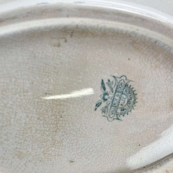 Image 1 of Plato de verduras Villeroy & Boch, modelo "Trèfle - Klee", azul, 1890-1900