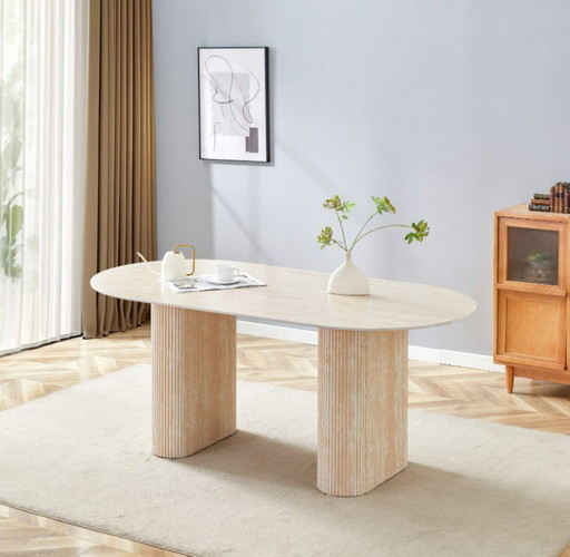ROXY DINING TABLE – Glossy Travertine Ceramic – 180×90 CM
