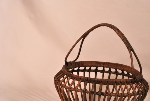 Vintage French mid-century sewing baskets - bamboo and wicker baskets - from the 1960s
