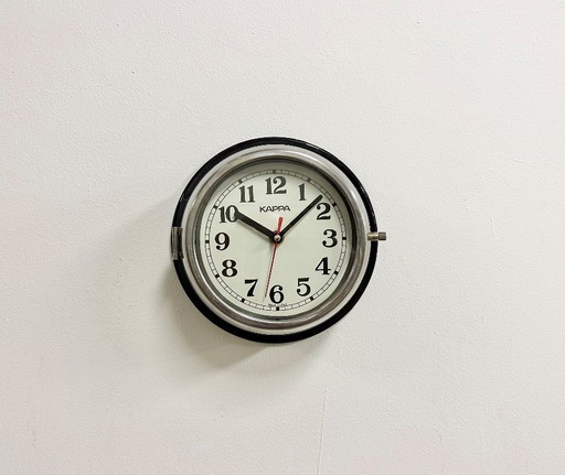 Vintage Black Kappa Maritime Wall Clock, 1980s