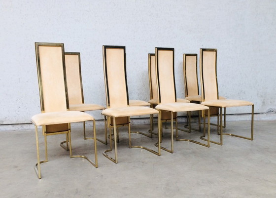 Image 1 of Set di 8 sedie da pranzo Hollywood Regency Design di Belgo Chrom, anni '70