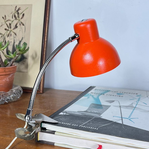 Petite lampe d'appoint vintage baladeuse orange à pince spot veilleuse
