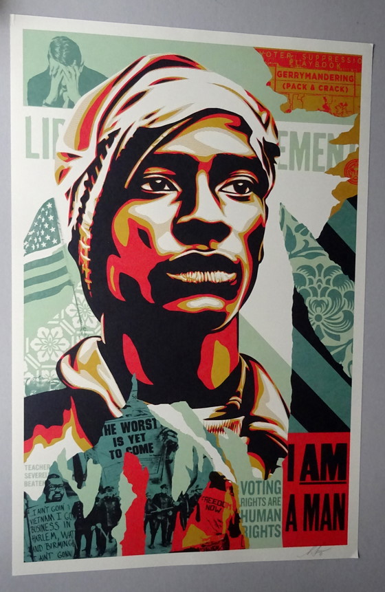 Image 1 of Shepard Fairey ( Obey ) - I Am A Man - Signé à la main