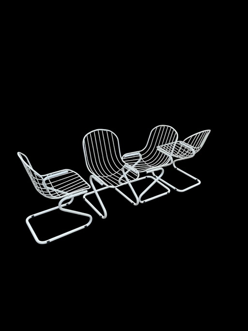 4x In the style of Gastone Rinaldi (in style of) cantilever chairs ca.1980s