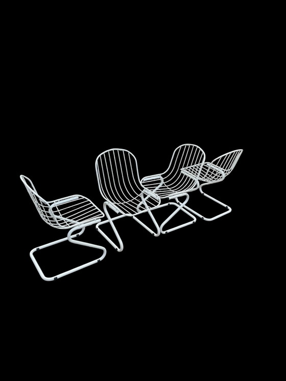 Image 1 of 4x In the style of Gastone Rinaldi (in style of) cantilever chairs ca.1980s