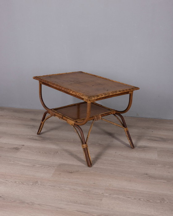 Vintage bijzettafel uit de jaren 60 van Italiaans design, gemaakt van bamboe en hout. – Bamboo (photo 4 of 9)