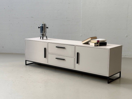 Scandinavisch tv-meubel – Wit / Zwart, modern loft-design