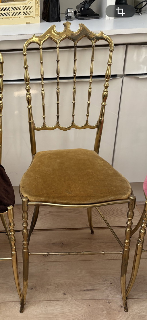 4 Chiavari Esszimmerstühle aus Messing