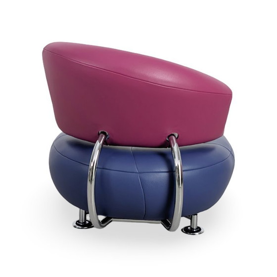 Image 1 of 2 chaises longues Leolux Kikki, canapé en cuir rose et bleu