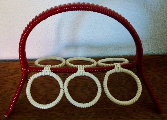 Image 1 of Vintage rekje met 6 borrelglaasjes uit de jaren 60.