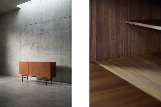 Image 1 of Buffet haut en teck, style scandinave moderne classique vintage, avec tiroirs, années 1960