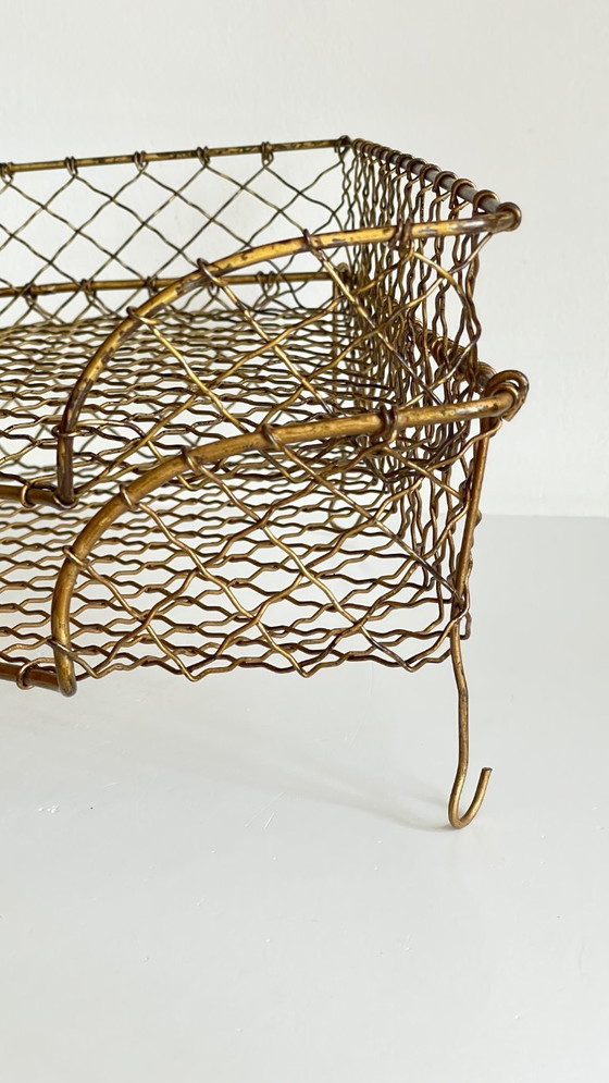 Image 1 of Vintage brass wire letter trays