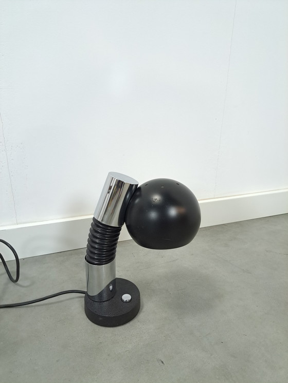 Image 1 of Design Lamp Hillenbrand Met Chroom En Zwarte Kap