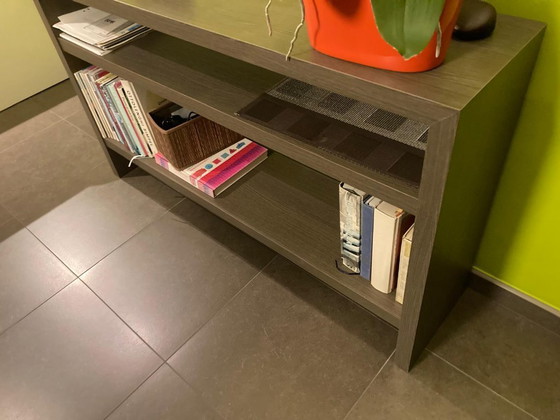 Image 1 of Modern low wall cabinet / bookcase 128 cm - wood look - open design