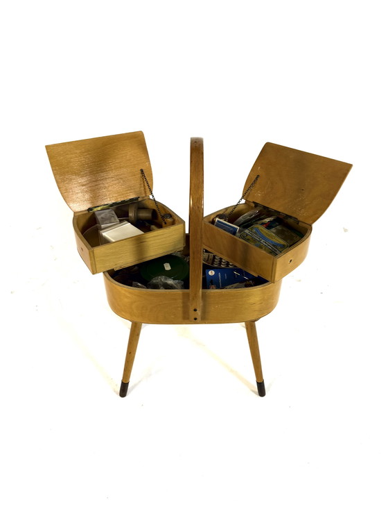 Image 1 of Scatola da cucito vintage in faggio anni '60