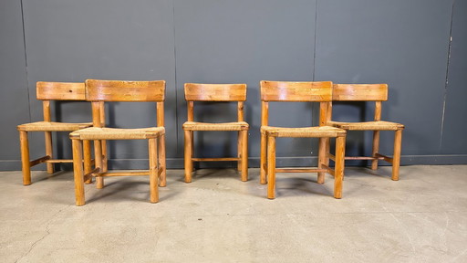 Rainer Daumiller grenenhouten eetkamerstoelen voor Hirtshals Savvaerk - set van 5 - jaren 70