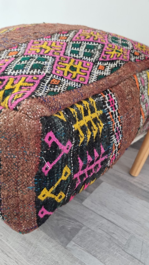 Kilim vintage pouf, moroccan pouf