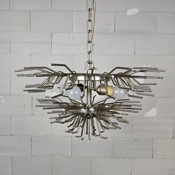 Image 1 of Vintage Itiliaanse kristallen kroonluchter Venini Triedi Murano. (60s) tapered crystal chandelier Italian design