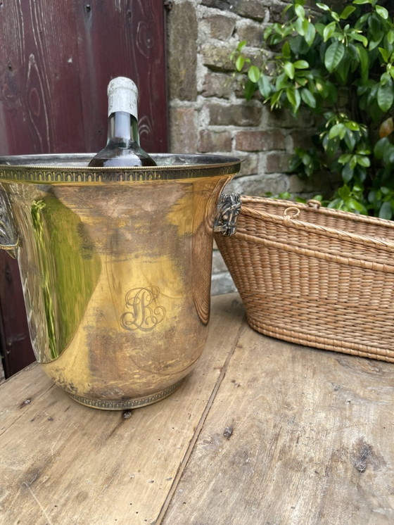 Image 1 of Enfriador de champán Enfriador de vino Louis Roederer plateado con cabezas de caballos