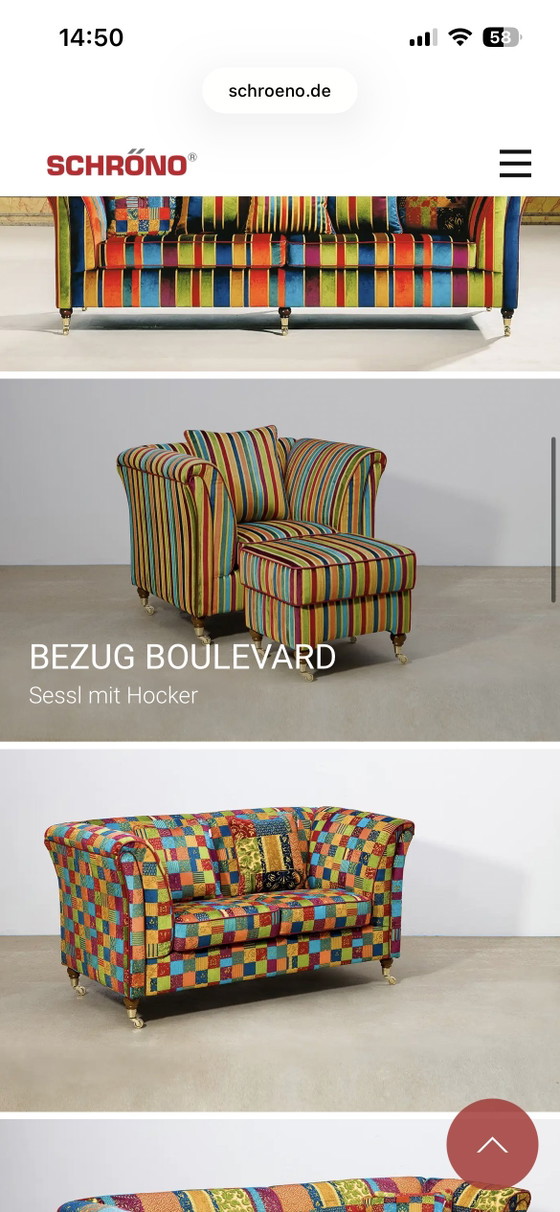 Image 1 of Sillón de lujo con reposapiés - Estilo ETRO