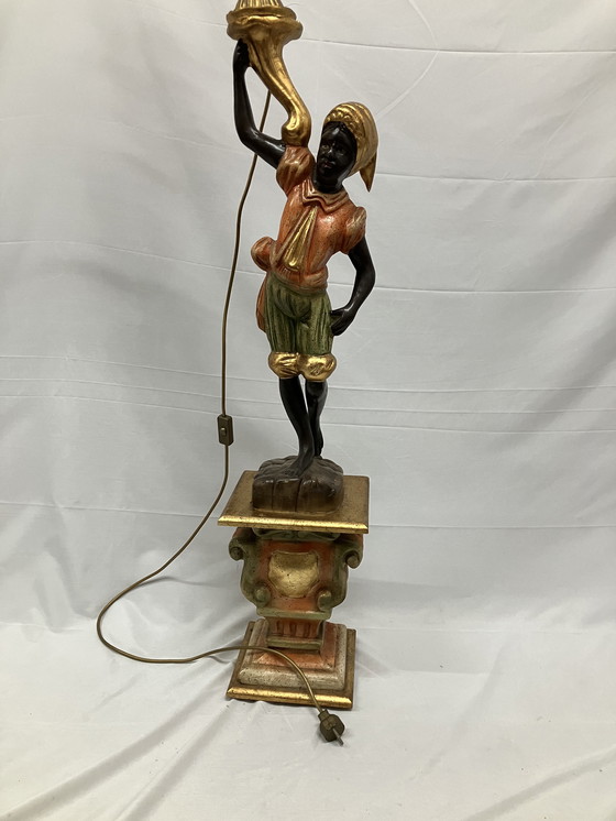 Image 1 of Beautiful Venetian Blackamoor Torchère Floor Lamp