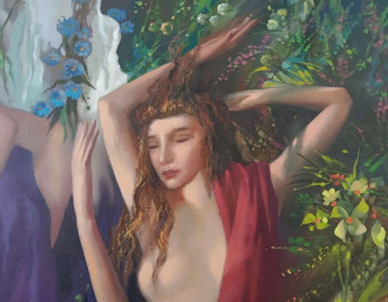 Peinture à l'Huile Originale Abstraite Figurative Nu Sons d'Été – Peintures et dessins, Canvas (photo 6 of 11)