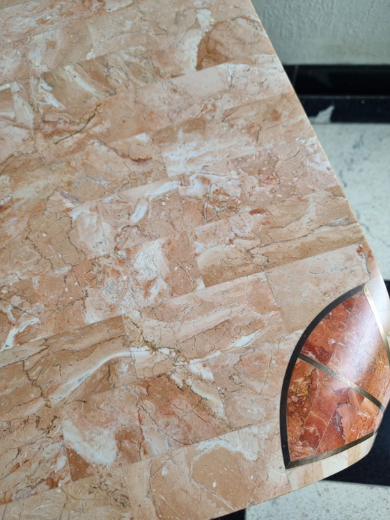 Vintage Tessellated Stone Salontafel Met Kwaliteitslabel – Robert Marcius Stijl - Jaren '90 – Brass (photo 10 of 12)