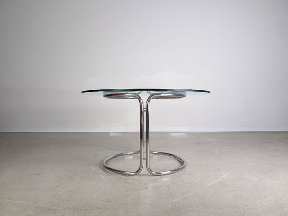 Image 1 of Original Midcentury dining table glass table chrome Space Age 1980
